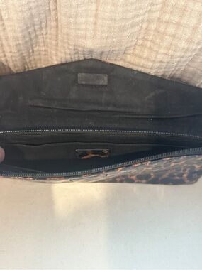 Jcrew patent leather Leopard Print Zip Clutch - Black Interior